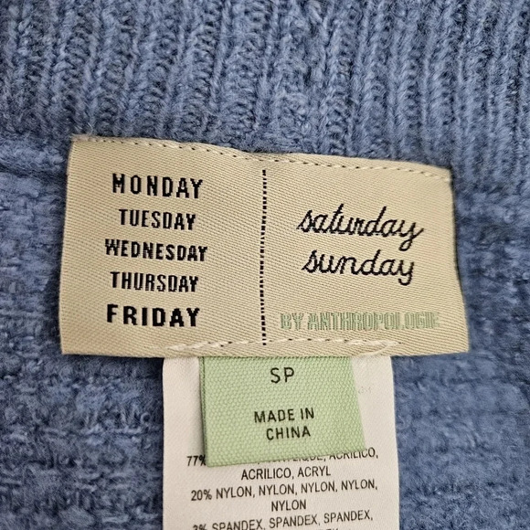 Saturday Sunday Anthropologie Pajama Sleep Shorts Blue Knit Stretch Waist - Picture 3 of 5